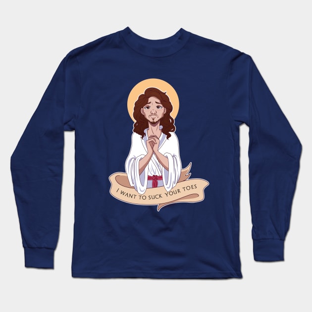 Toe Sucking Jesus Long Sleeve T-Shirt by Damsels of Dorkington